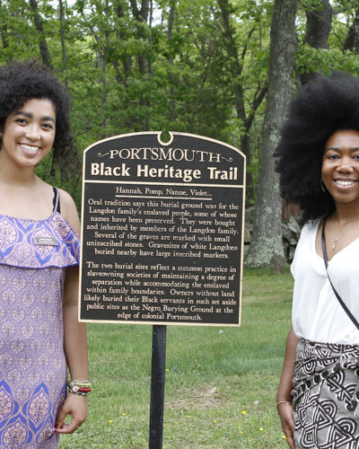 Jubilee Byfield and visiting public historian Elon Cook Lee, Langdon Slave Burial Ground